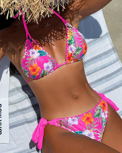 Sexy Halter Neck Printed Bikini Swimsuit