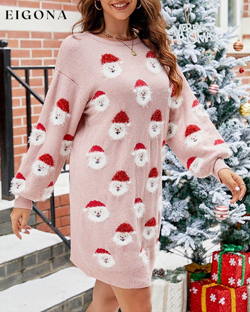 Santa claus print casual sweater dress 2023 f/w 23BF christmas Clothes sweater dresses