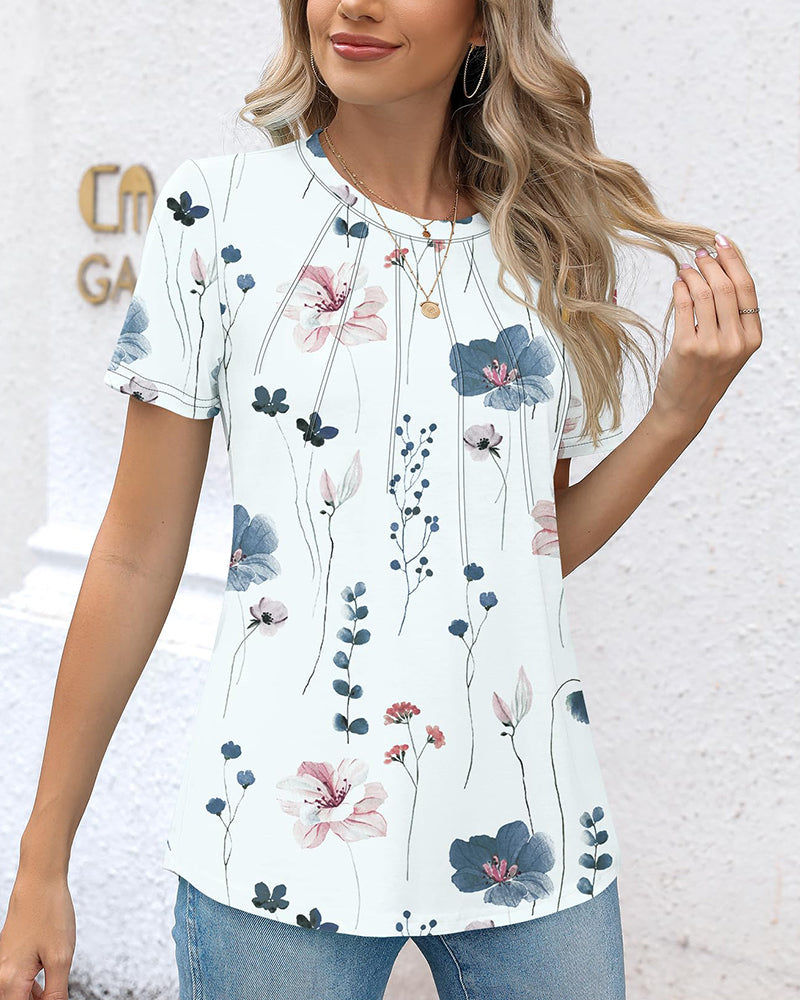 Round Neck All-Match Printed T-Shirt