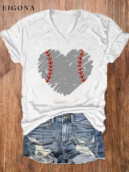 Women's Baseball Love Casual V-Neck Tee