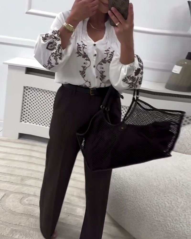 Ethnic Embroidered Print Blouse