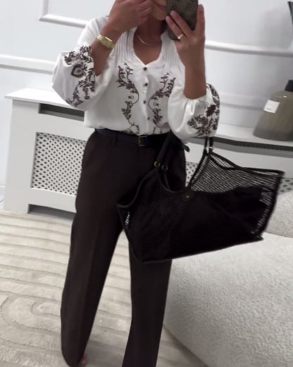 Ethnic Embroidered Print Blouse