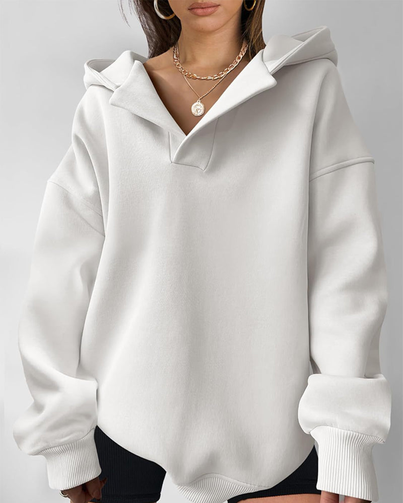 Casual Solid Color Loose Hoodie