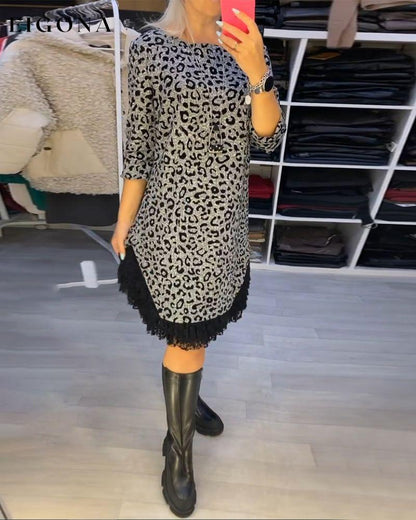 Leopard print slimming dress 2023 f/w casual dresses Clothes Dresses spring