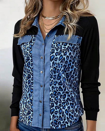 Printed Leopard Lapel Shirt