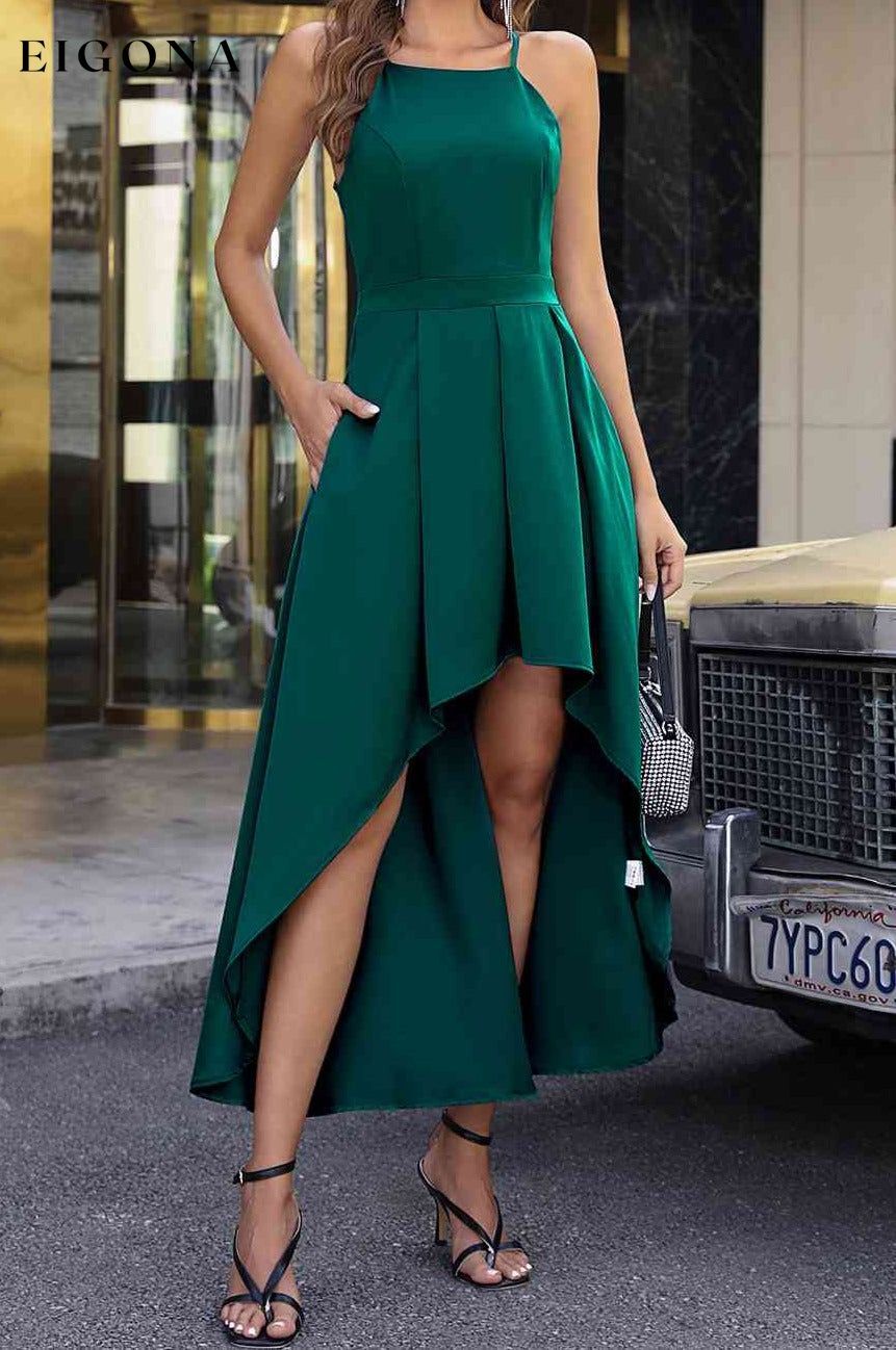 Spaghetti Strap High-Low Dress Green clothes dress dresses Ship From Overseas SYNZ