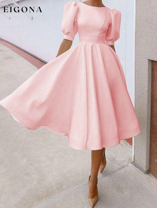 Fashion Solid Color Slim Fit Sexy Big Swing Dress Clothes