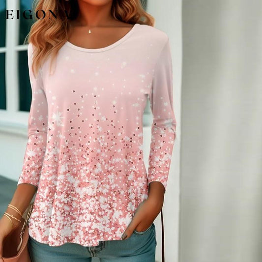 Elegant Gradient T-Shirt Pink best Best Sellings clothes Plus Size Sale tops Topseller