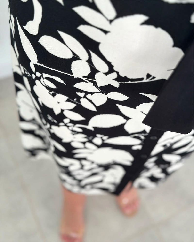 Shirt-Style Short-Sleeved Printed Dress