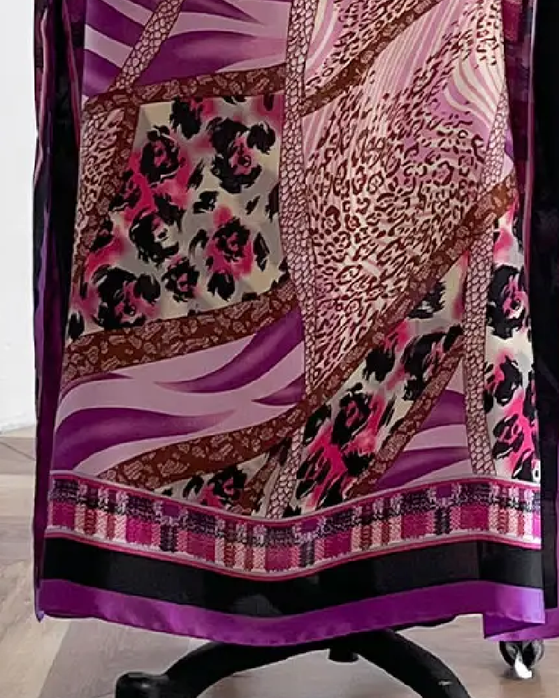 Women's Floral Print Long Dress & Scarf Set