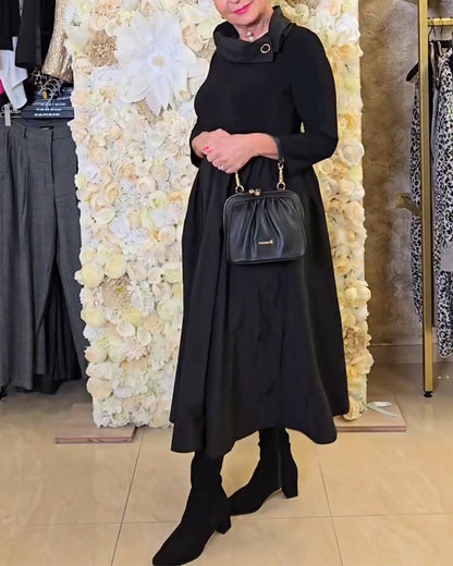 Fashionable Street Solid A-line Dress