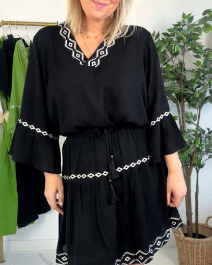 Bohemian Embroidered Skirt Set