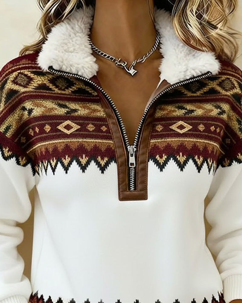 Retro Half-Zip Collar Sweatshirt