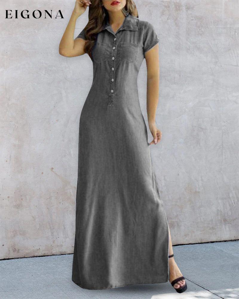 Faux Denim Dress Gray 23BF Casual Dresses Clothes Dresses Spring Summer