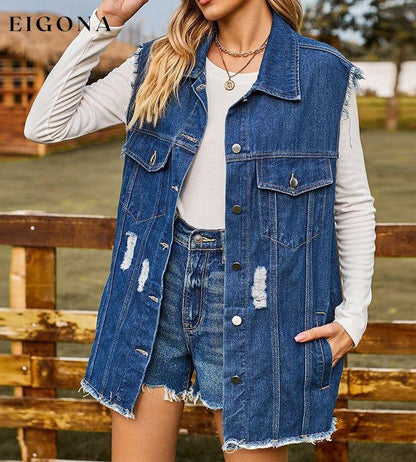 Distressed Sleeveless Denim Jacket clothes M.F Ship From Overseas Shipping Delay 09/29/2023 - 10/02/2023 trend