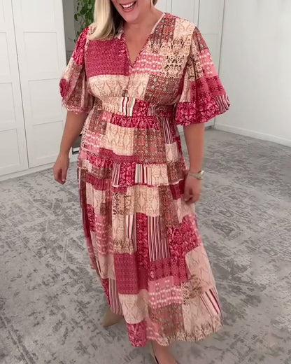 Oversize-Kleid mit Puffärmeln und Print