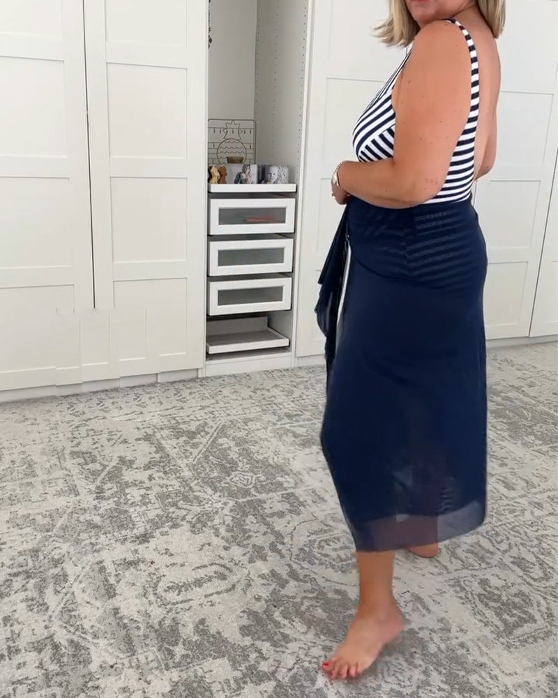 Wide Strap Striped One-Piece Swimsuit