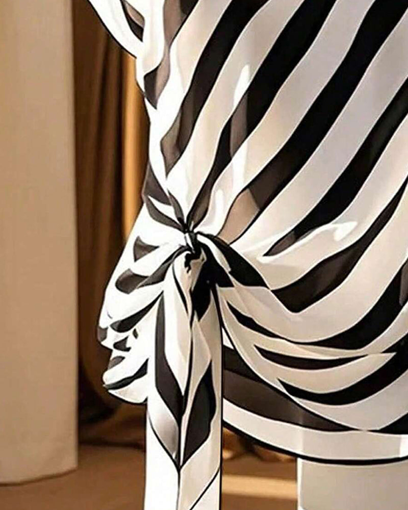 Striped Tie Temperament Blouse