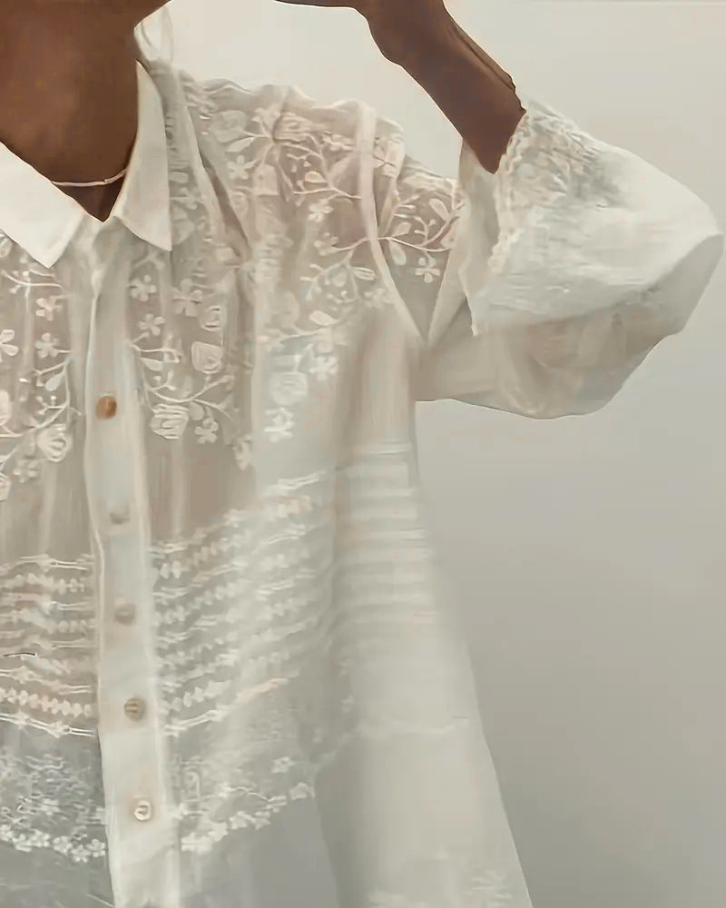 French Lapel Lace Shirt