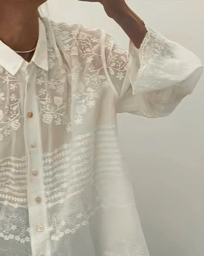 French Lapel Lace Shirt