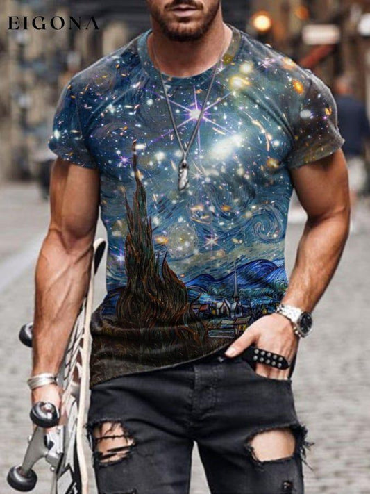 Classic Painting Space Full Color Cosmic Print Men's T-Shirt starry