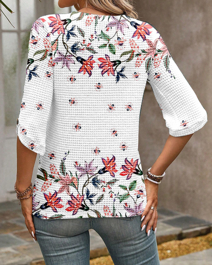 Half-Sleeved Printed Casual Top blouses & shirts mm-tops spring summer