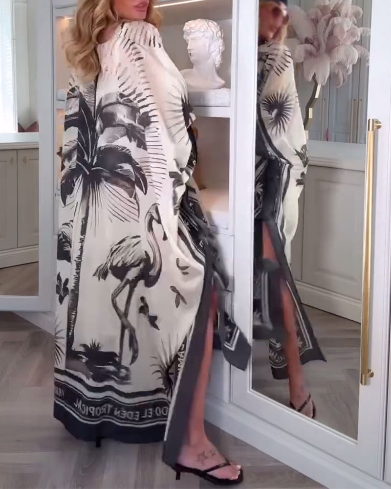 Elegant V-Neck Printed Fashion Dress