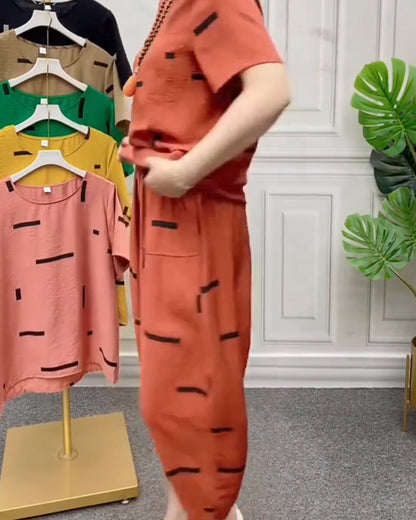 Geometric Print Casual Two-Piece Set