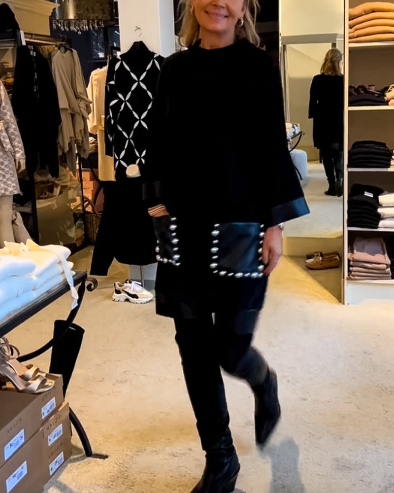 Vestido casual con cuello redondo y bolsillos