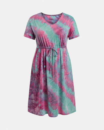 V-Neck Tie-Dye Dress