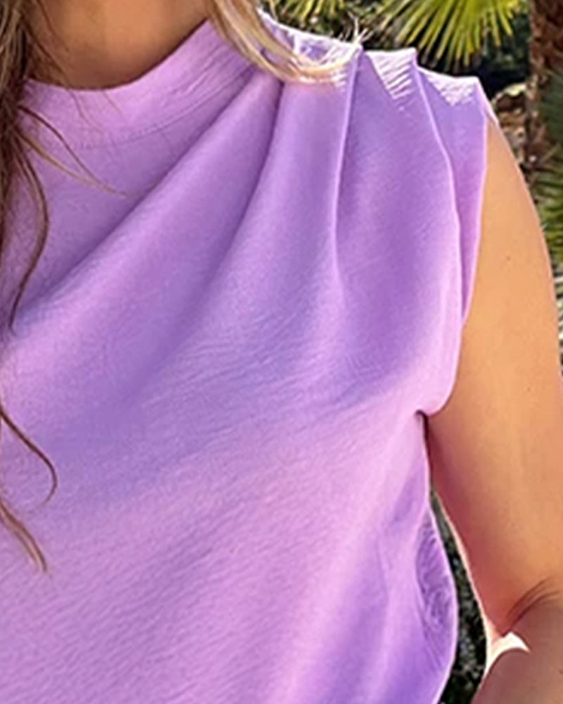 Sleeveless Pleated Chic Tank Top