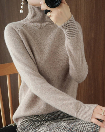 Simple solid color high collar long sleeve sweater 2024 f/w pullovers