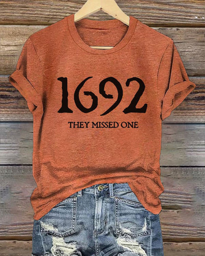 Women's 1692 They Missed One Salem Witch Printed T-Shirt 2024 f/w halloween spring summer t-shirts