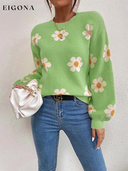 Flower Round Neck Latern Sleeve Sweater clothes Ship From Overseas sweater sweaters Sweatshirt X.W