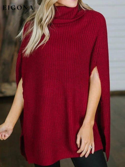 Turtleneck Slit Sleeveless Sweater A@Y@M clothes Ship From Overseas sweater sweaters Sweatshirt