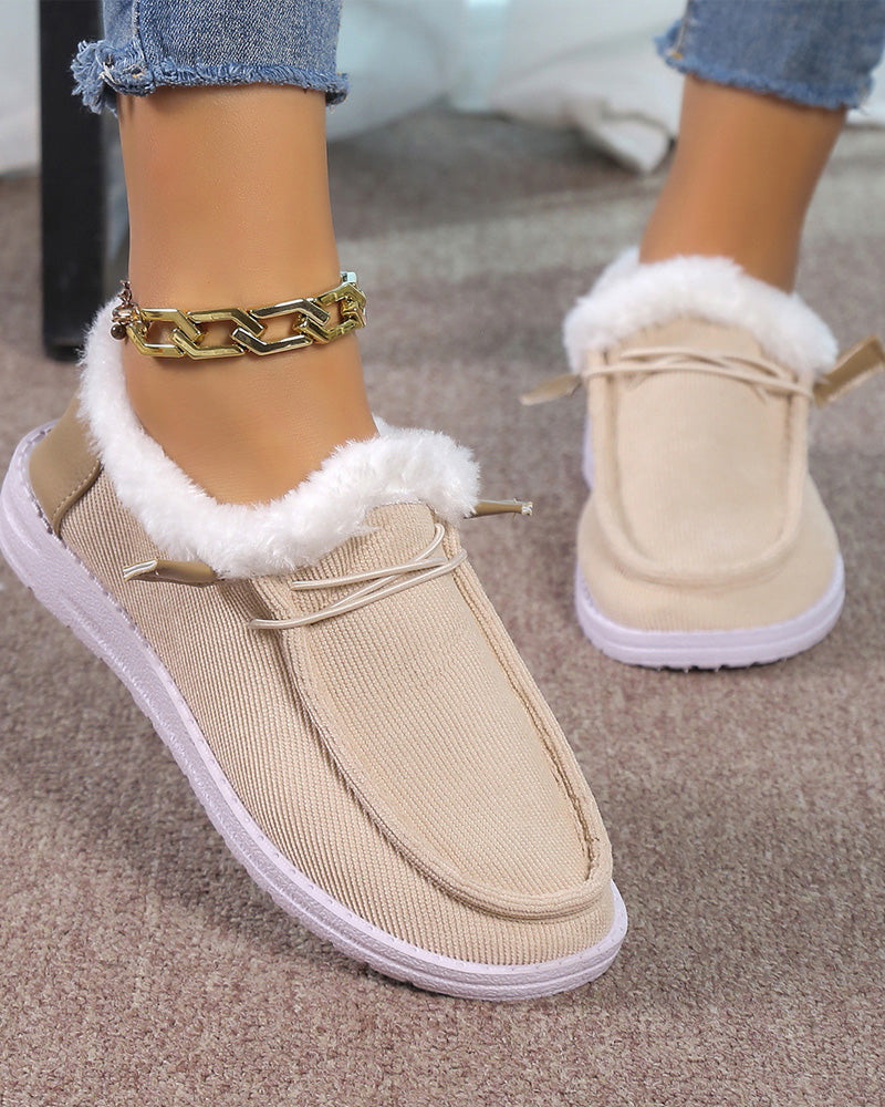 Solid color thick warm cotton shoes 2024 f/w flats