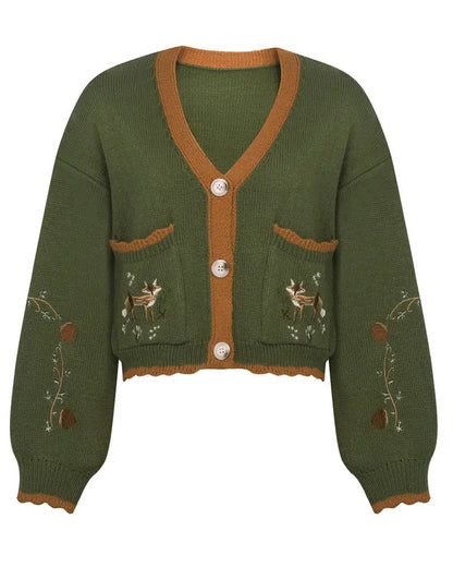 Lantern sleeve embroidered cardigan 2024 f/w cardigans