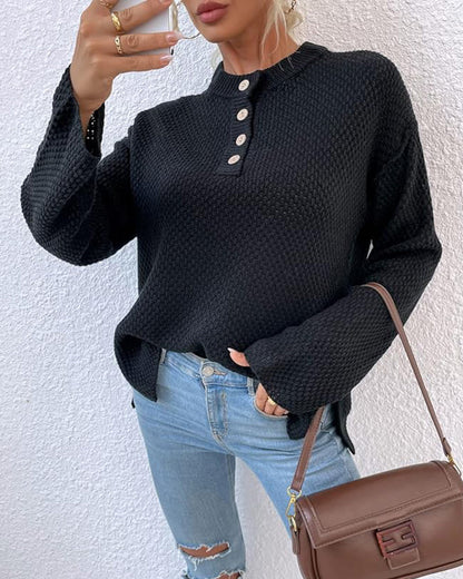 Simple solid color button casual sweater 2024 f/w pullovers