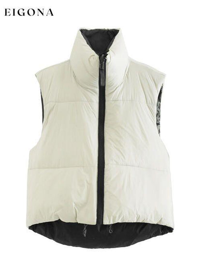 Zip Up Drawstring Reversible Vest clothes K&BZ Ship From Overseas