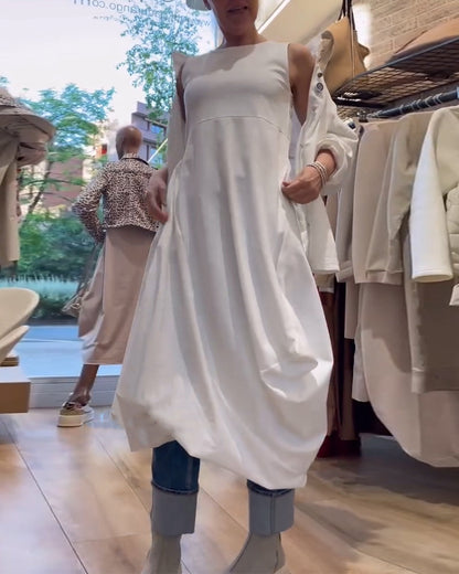 Solid Color Sleeveless Loose Dress