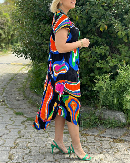 Colorful printed casual dress casual dresses summer