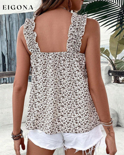 Square neck sleeveless floral top summer tank tops & camis