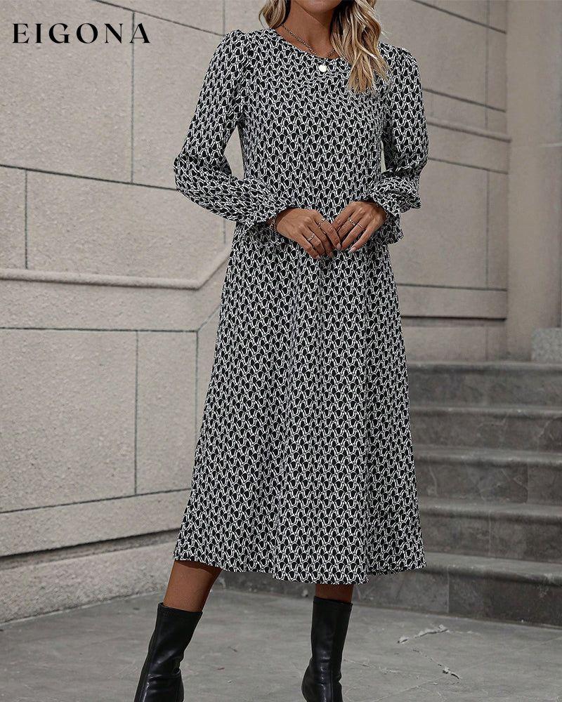 Printed Round Neck Casual Dress 2023 f/w 23BF casual dresses Clothes Dresses spring