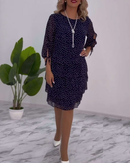 Polka dot print layered elegant dress casual dresses spring summer