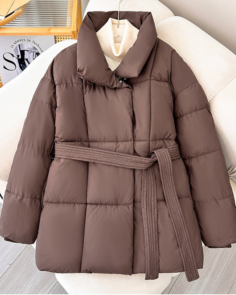 Simple color lapel casual padded jacket 2024 f/w padded jackets