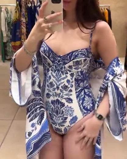 Strapless Cape Two Piece Swimsuit