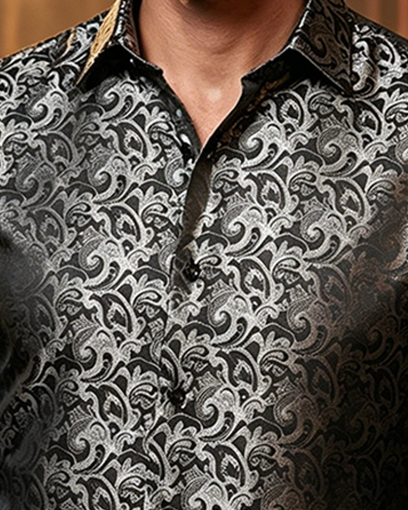 Long Sleeve Lapel Print Shirt