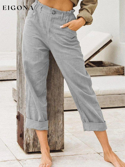 Women's Cotton Linen Loose High Waist Casual Trousers cotton linens