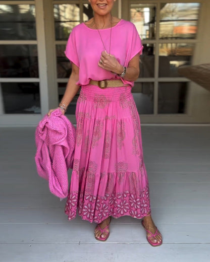 Gonna a pieghe patchwork colorato