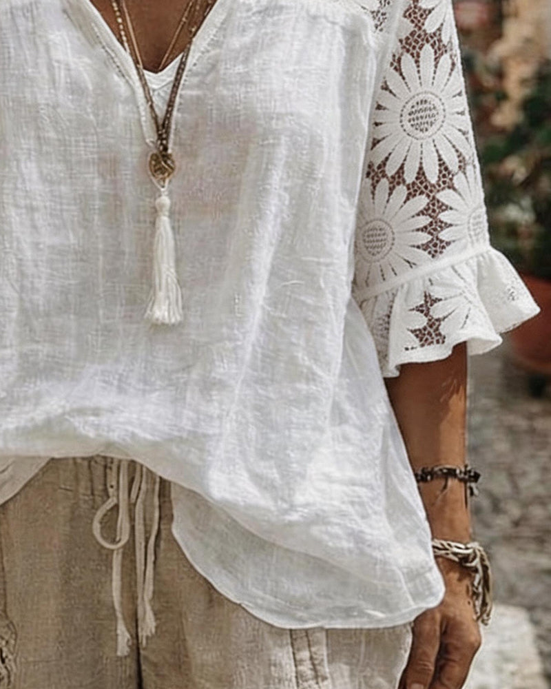 Daisy Lace Patchwork Blouse